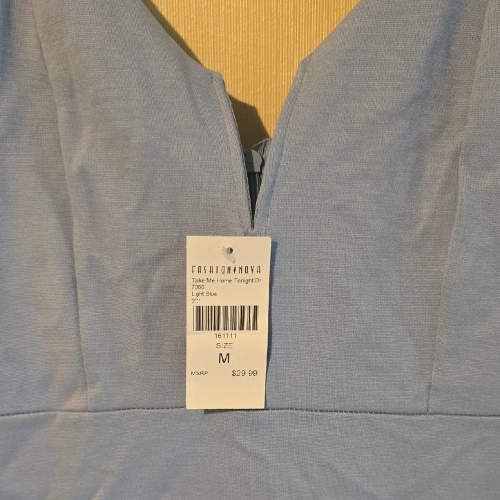 Fashion Nova Sky Blue V-Neck Dress